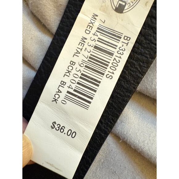 Fossil Wide Dark Leather Belt with Brushed Silver Gold Detail Belt Sm Slider - Picture 3 of 10